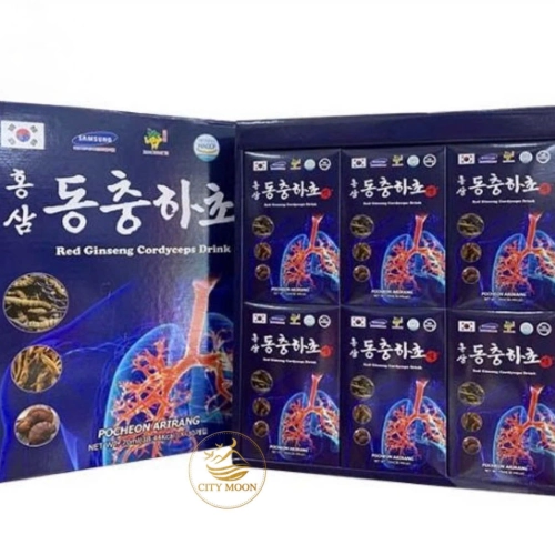 NƯỚC HỒNG SÂM ĐÔNG TRÙNG HẠ THẢO BỔ PHỔI POCHEON HÀN QUỐC 