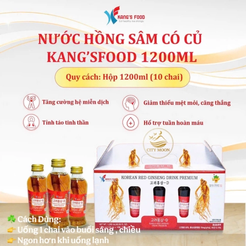 NƯỚC HỒNG SÂM CÓ CỦ SÂM TƯƠI KANGFOOD HÀN QUỐC