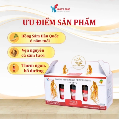 NƯỚC HỒNG SÂM CÓ CỦ SÂM TƯƠI KANGFOOD HÀN QUỐC