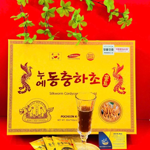 NƯỚC ĐÔNG TRÙNG HẠ THẢO HỘP GỖ VÀNG CAO CẤP GOLD POCHEON HÀN QUỐC