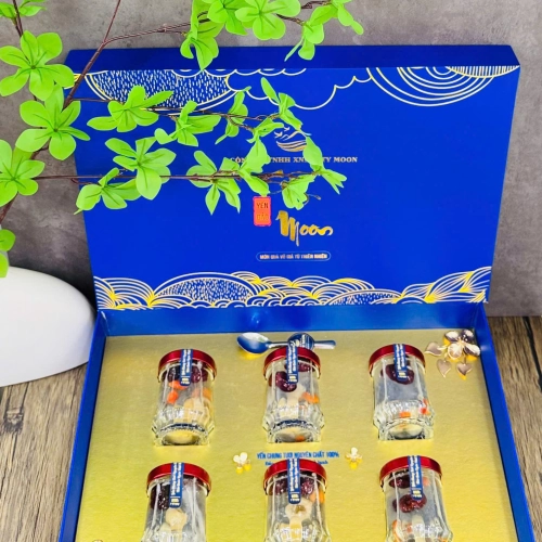 HỘP QUÀ SET 6 HŨ YẾN CHƯNG TƯƠI SIZE 100ML- 16GRAM YẾN TƯƠI