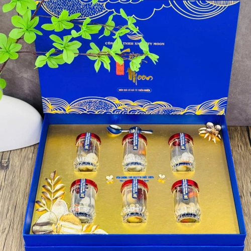 HỘP QUÀ SET 6 HŨ YẾN CHƯNG TƯƠI SIZE 75ML- 10GRAM YẾN TƯƠI